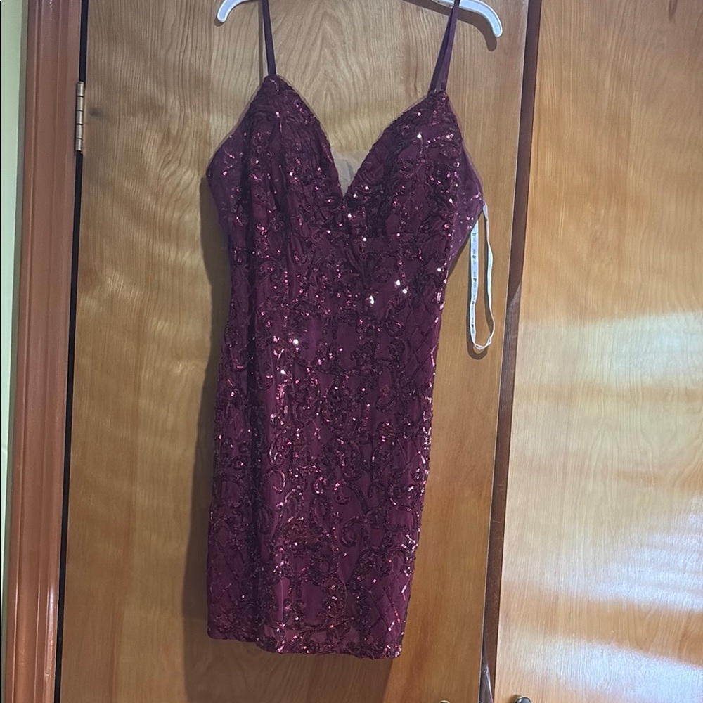 Elegant Burgundy Sequin Dress